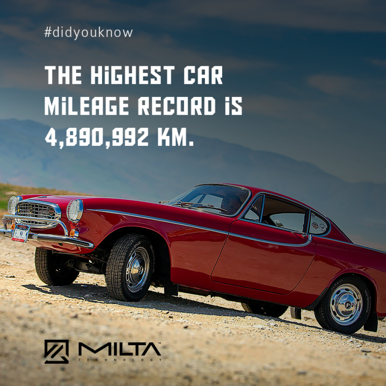 The highest car mileage record is 4,890,992 km MILTA Technology