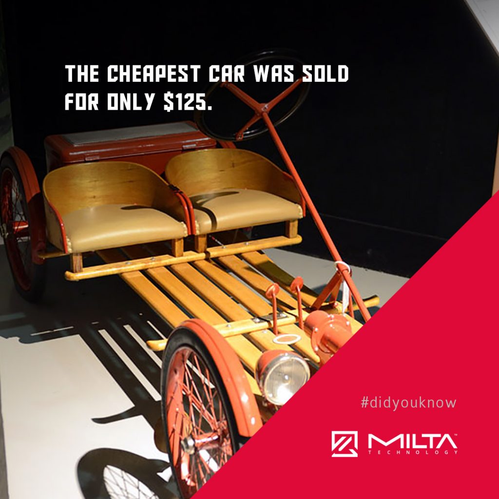 The cheapest car was sold for only $125 MILTA Technology