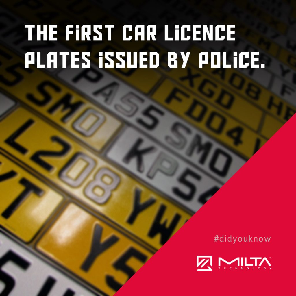 The first car licence plates issued by police MILTA Technology The first car licence plates issued by police MILTA Technology